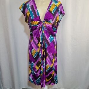 Newport Medium Knee Length Vibrant Multicolor Geometric Dress Y2K